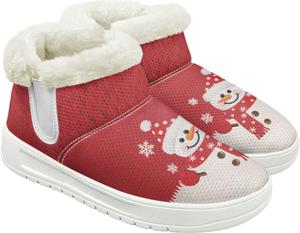 Женские зимние ботинки с утепленной меховой подкладкой, ботинки на зиму для прогулок на улице Fuojuvelie, Christmas Snowman