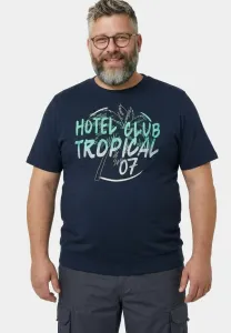 Футболка с коротким рукавом и крупным принтом, облегающая живот. Men Plus, Navy Blue