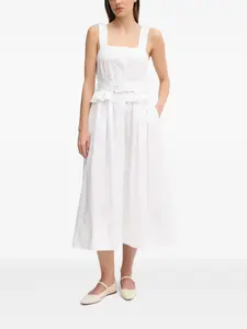 Платье миди с поясом и квадратным вырезом Pedro Del Hierro, белый