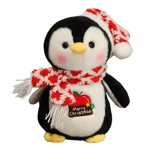 Очаровательный рождественский шарф с плюшевыми куклами пингвинов плюшевая кукла высотой 25см/35см/45см OU DI PIG, красный