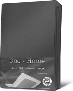 Простыня на резинке из джерси, мягкий плотный хлопок на резинке по всему периметру, цвет: антрацит, размер: 180х200 см - верхний слой 200х200 см One-Home