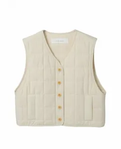 Хлопковый стеганый жилет Plain People, цвет Off White