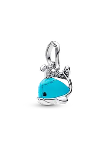 Подвеска-кит бирюзового цвета Pandora, серебро 925 пробы
