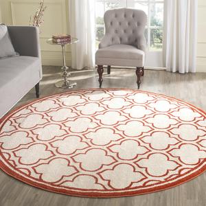 Ковер SAFAVIEH, 153 x 153 см, Amherst Collection, Ivory & Orange, марокканский геометрический узор, не линяет и прост в уходе, идеален для помещений с высокой проходимостью в гостиной, спальне (AMT412F)