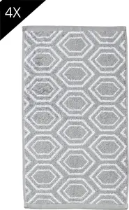 Done. Комплект полотенец "Этно", (комплект, 4 шт., 4 гостевых полотенца (30х50 см), гостевые полотенца, жаккардовая ткань, современный узор) (4 шт.), цвет silbergrau/weiß