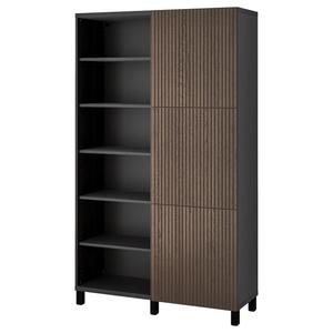 Комбинация для хранения с дверцами BESTÅ IKEA, 120x42x202 см, цвет black-brown björköviken/brown stained oak veneer