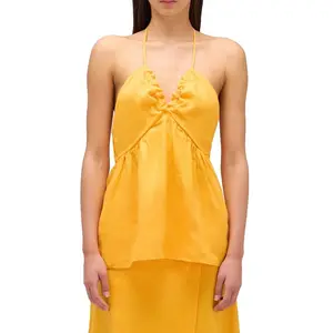 Топ из окрашенного в готовом виде льна Sundek, желтый