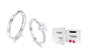 Унисекс кольцо из сплава Alloy Rings Cuz Strange Intention, Couple + Heartbeat Gift Box