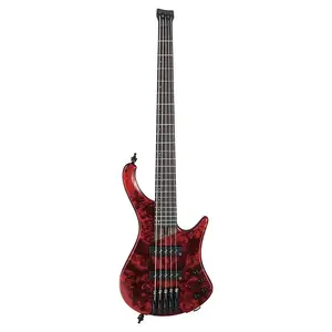 Электрогитара Ibanez EHB Ergonomic Headless Bass с 5 струнами, включает сумку для переноски (цвет: винно-красный с низким глянцем)