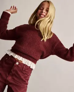 Детский оверсайз джемпер с открытой вязкой и лодочным вырезом Coconut El Corte Inglés, терракотовый