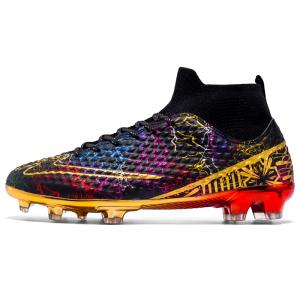 Противоскользящие амортизирующие износостойкие футбольные бутсы унисекс черные DOUBLE STAR 88, длинные шипы черные