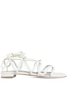 Кожаные сандалии Fawdaflat на шнуровке Manolo Blahnik, белый