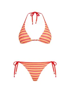 Полосатый удлиненный бикини Seafolly, желтый