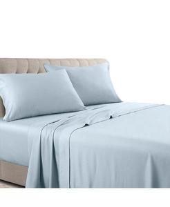 Низкопрофильный (7–10 дюймов) комплект постельного белья из 100 % хлопка, сатина, сделано в США Egyptian Linens, синий