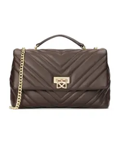 Компактная сумка через плечо с модным стеганым узором. Kazar, коричневый