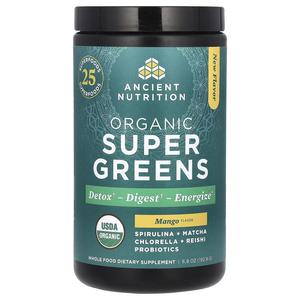 Organic SuperGreens, манго, 6,8 унции (192,8 г) Ancient Nutrition