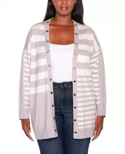 Кардиган-свитер Black Label Plus Size с цветными блоками и разноцветными полосками Belldini, мультиколор