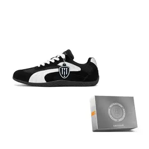 HACKBUTEER Мужские кеды низкие повседневные черные в коробке, цвет Black