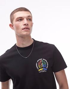 Футболка Tommy Jeans с красочным логотипом и графическим принтом на спине черного цвета