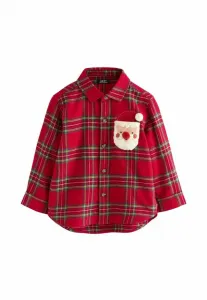 Рубашка с длинными рукавами и длинными рукавами в рождественскую клетку тартан. Next, Red Tartan