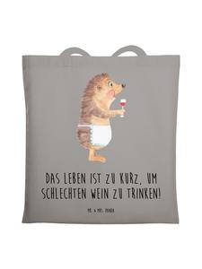 Mr. & Mrs. Panda Винная сумка с изображением ежика и надписью, светло-серый цвет