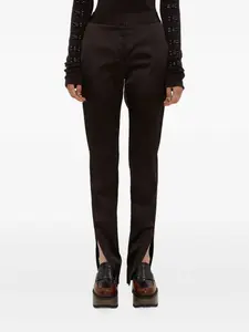 Атласные брюки с разрезами на подоле Olivier Theyskens, черный