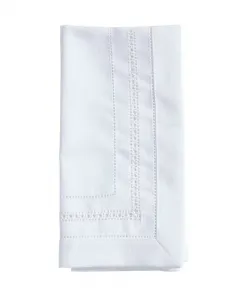 Традиционный набор из 12 обеденных салфеток с вышивкой по краю, 51 x 51 см Saro Lifestyle, белый