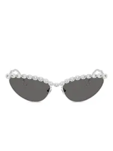 Солнцезащитные очки в оправе 'кошачий глаз' с кристаллами Swarovski, серебристый