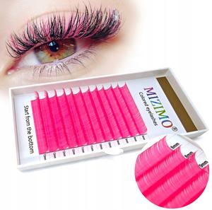 Ресницы цветные 8-13мм, завиток D, 12 полосок, розовые Frezarkowo