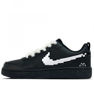 Nike Кроссовки для скейтбординга Court Borough Pixel Mi Leather Slip Resistant Abrasion Resistant низкие детские черные для подростков
