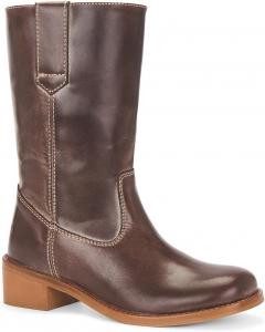 Женские ботинки до середины голени с круглым носком, удобные, без застежки, на низком грубом каблуке, повседневные ботильоны для осени/зимы XUNHGAXE, Pu Brown