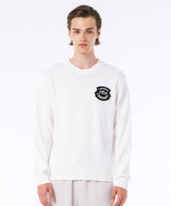 Вязаный свитер из органического хлопка с ромбовидным узором в тон ткани