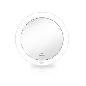 Косметическое зеркало с подсветкой и присоской увеличение Emke, белый