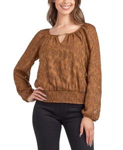 Детская однотонная футболка с длинными рукавами и эффектом выгорания BCX, Coffee