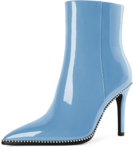 Ботильоны Joseywade на высоком каблуке для женщин, с заостренным носком, тонким стойким каблуком, боковой молнией, короткие ботинки с бусинами