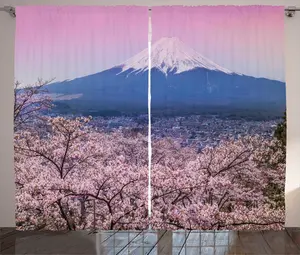 Штора ABAKUHAUS Fuji Rustic, весенние фиолетовые тона, присборенная тесьма для спальни с петлями и крючками, 280 x 225 см, сиреневый с разноцветным узором Abakuhaus