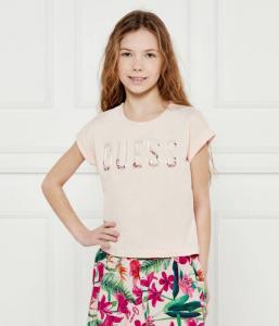 Футболка для девочки Guess с декором, розовый