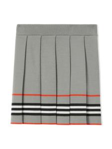 Burberry Kids плиссированная юбка мини с полосками Icon Stripe, серый