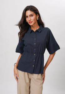 Блуза Anna Field Button-down blouse, Navy/Dark Blue