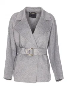 Двубортное пальто с поясом LIU JO, серый
