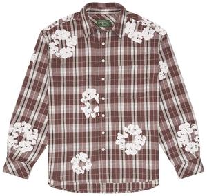 Рубашка из фланелевой ткани Denim Tears Cotton Wreath, коричневая клетка