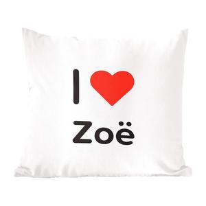 Декоративная подушка MuchoWow, подушка для дивана, декоративная подушка для гостиной, 60 x 60 см, I love - Zoë - девушка - чехол на подушку - хлопчатобумажная ткань - декоративные наволочки