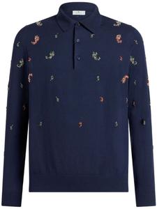 ETRO рубашка поло с узором пейсли и кристаллами, синий