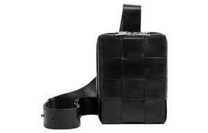 Кожаная наплечная сумка из коровьей кожи, кроссбоди, слинг среднего размера мужская черная Bottega Veneta