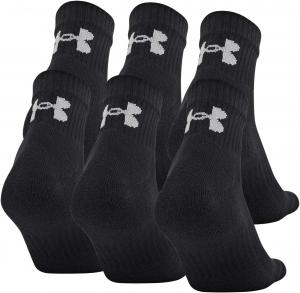 Under Armour Unisex-Adult тренировочные хлопковые носки Quarter, мультипары, Black (6-Pairs)