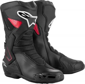Мотоциклетные ботинки Alpinestars SMX-6 v3 Drystar, водонепроницаемая туристическая экипировка с сертификацией CE, прочная конструкция, превосходный комфорт и вентиляция для езды в любую погоду., Black/Red