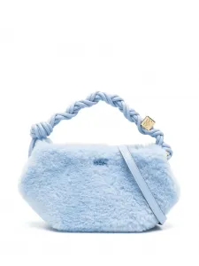 Мини-сумка через плечо Bou с искусственным мехом Ganni, синий