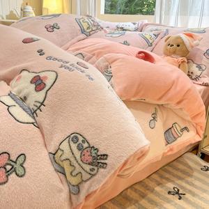 Disney Комплект постельного белья из флиса (простыня на резинке 150 см, пододеяльник 200х230 см), дизайн Cupcake Cat