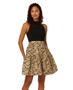 Платье с халтер-воротником и пышной юбкой Adrianna Papell, черный/бежевый