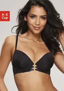 LASCANA Бюстгальтер пуш-ап "Элеонора" с тонкой атласной шнуровкой и лентой, сексуальное нижнее белье, черный
